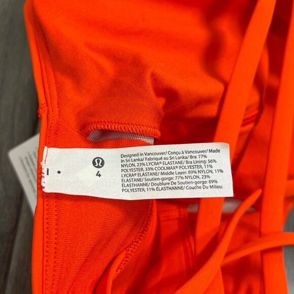Lululemon NWT Energy Bra Longline *Medium Support, B–D Cups Solar Orange - Picture 5 of 7